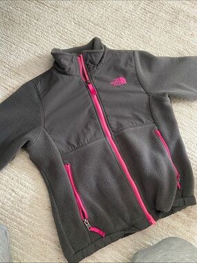 The North Face Gray Fleece Jacket with Pink Trim
